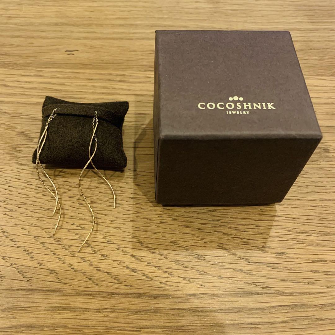 COCOSHNIK,ポリッシュ×ミラーカット S字ライン チェーンピアス