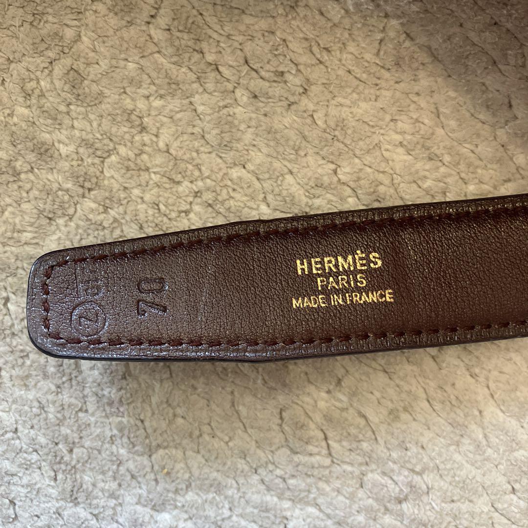 HERMES エルメス ブラウン レザー ベルト Hバックル　70