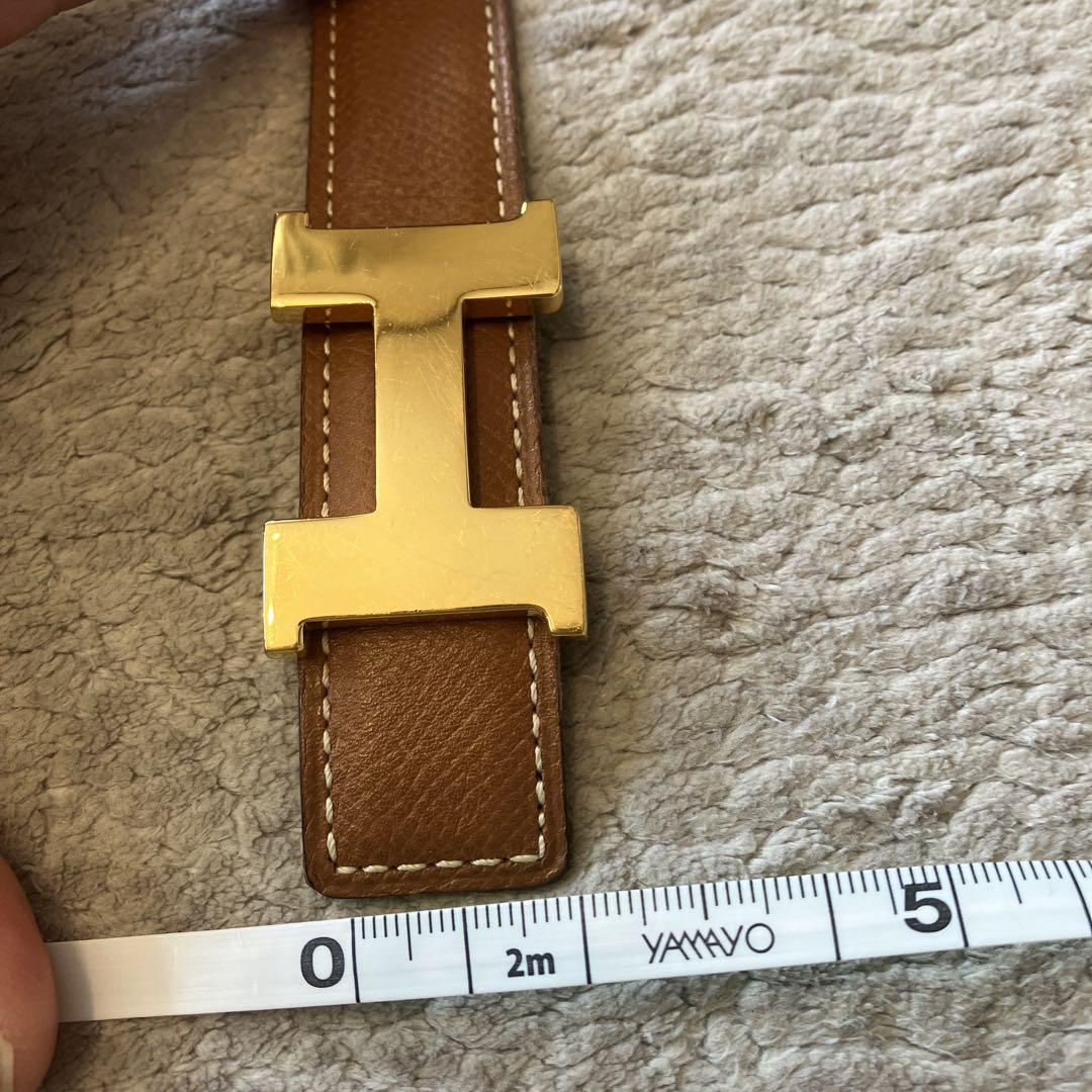 HERMES エルメス ブラウン レザー ベルト Hバックル　70