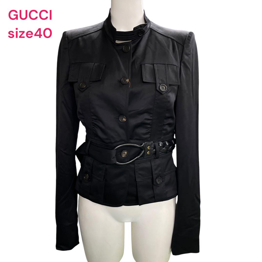 極美品　GUCCI スタイリッシュでかっこいい　ブラックジャケット サイズ40