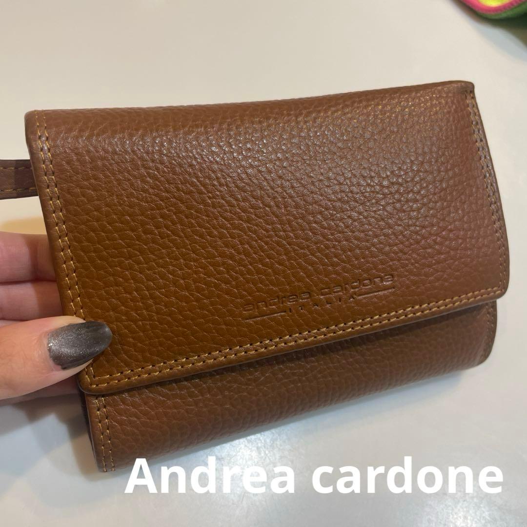 Andrea cardone ブラウンレザー三つ折り財布andrea cardone
