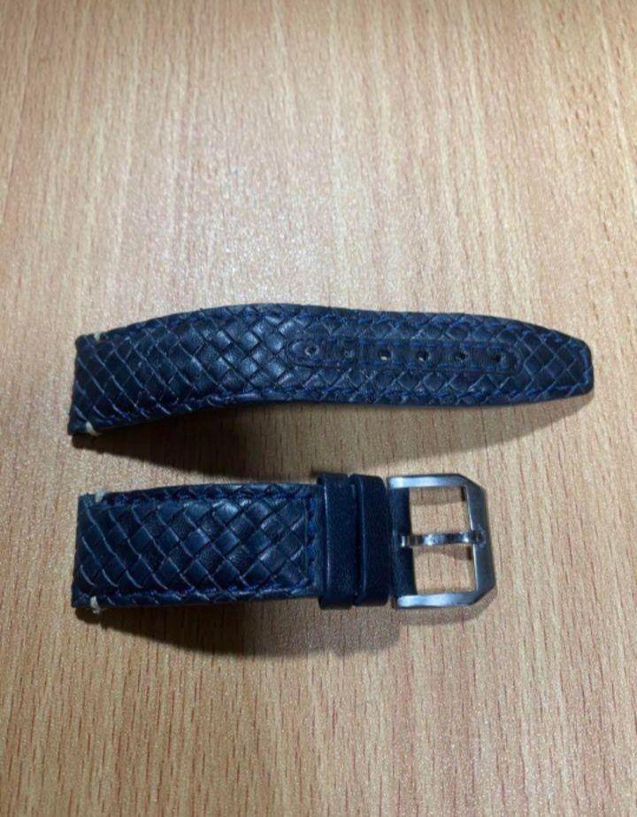 IWC レザーベルト 20mm-18mm ネイビー　マーク 再出品