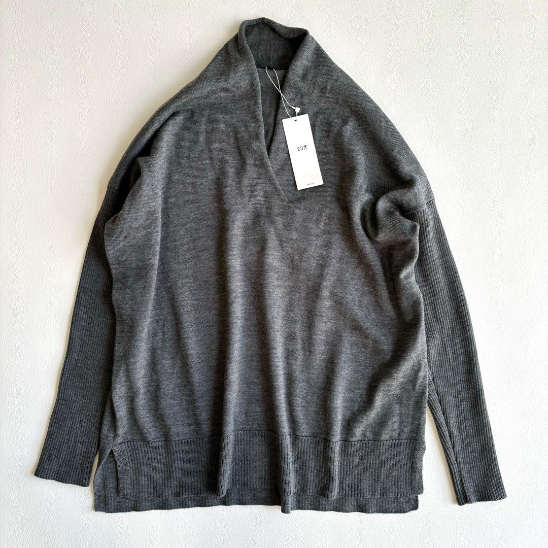 新品♡23区＊vネックニット　ウール　ゆったり　袖リブ　40