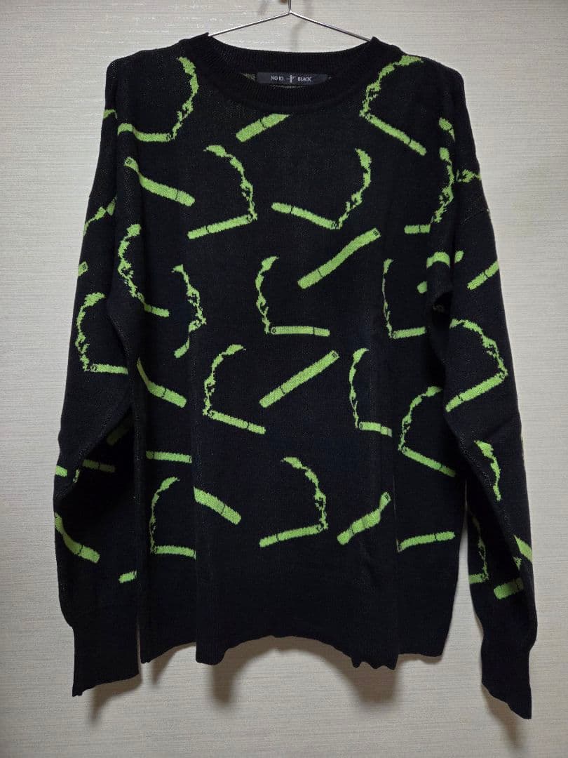 ノーアイディー タバコデザイン ニットセーター プルオーバー ビッグサイズ 韓国 SIZE NO ID