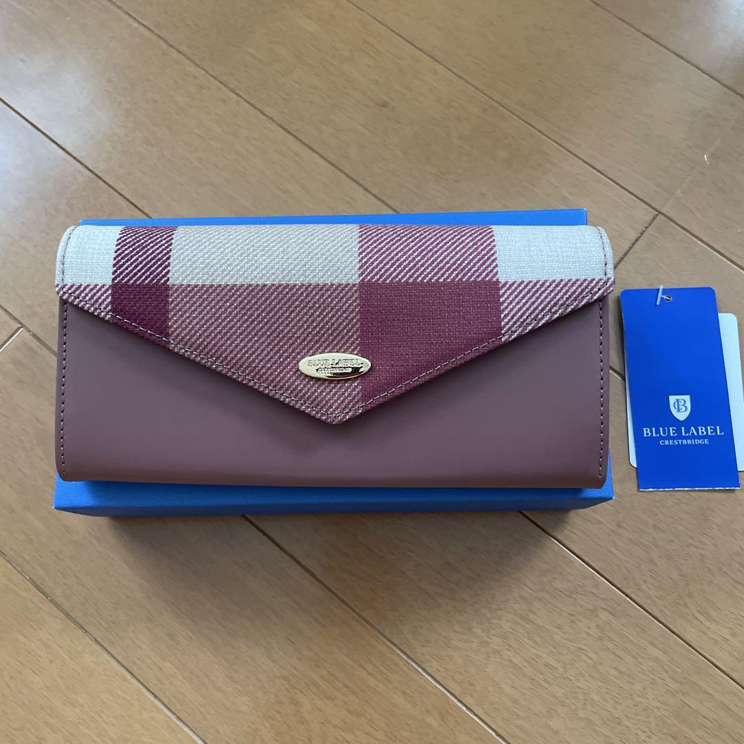 BLUE LABEL クレストブリッジ 長財布 マルーン チェック柄 BLUE LABEL クレストブリッジ 長財布 マルーン チェック柄
