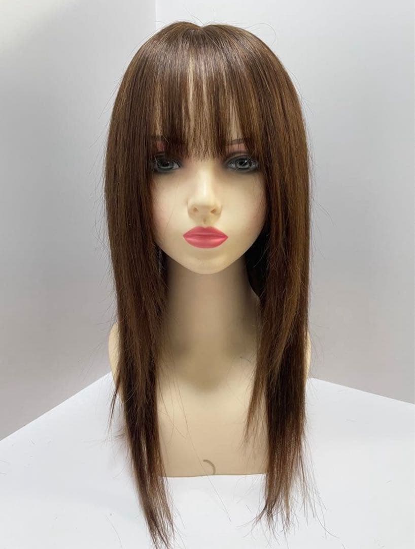 人毛 フルウィッグ ロングストレート ダークブラウン
