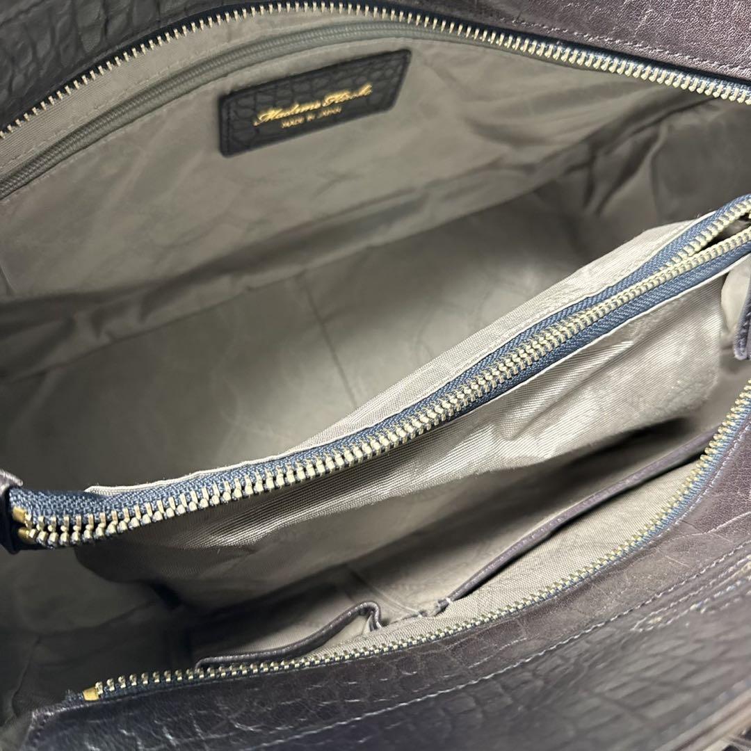 極美品 マダムヒロコ レザー型押しハンドバッグ - メルカリ