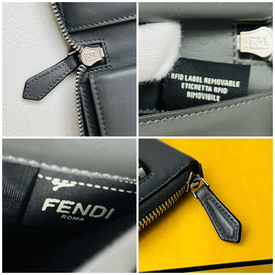 美品✨ FENDI ズッカ 長財布 ラウンドファスナー レザー ダークグレー