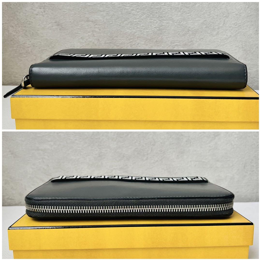 美品✨ FENDI ズッカ 長財布 ラウンドファスナー レザー ダークグレー