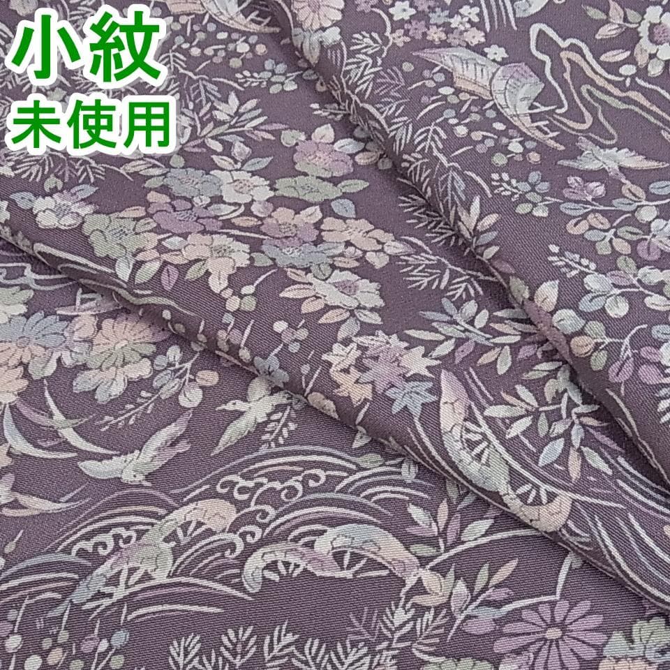 小紋 風景花鳥文 片輪車 暈し染め 未使用 mop2995