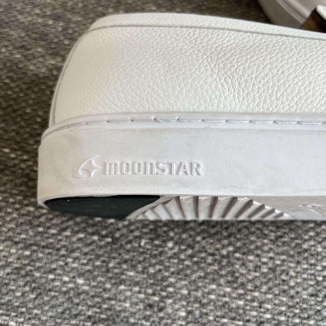 美品 MOONSTAR 本革 ローファー ホワイト サイズ 28.0 EEEE
