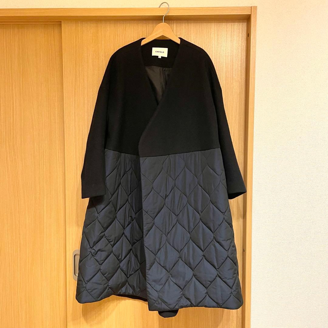 ENFOLD 圧縮ビーバーキルティングAラインコートS ENFOLD