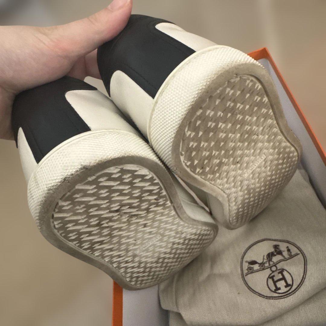 HERMES ホワイト スプラッターデザイン スニーカー　42