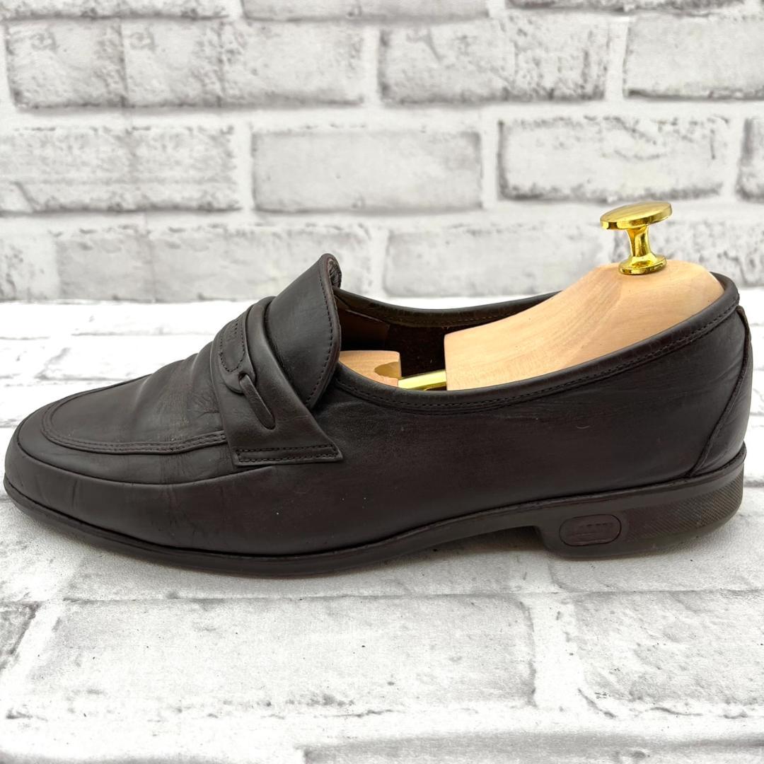 BALLY バリー ローファー レザー ロゴ型押し ブラウン 24.5cm 6E