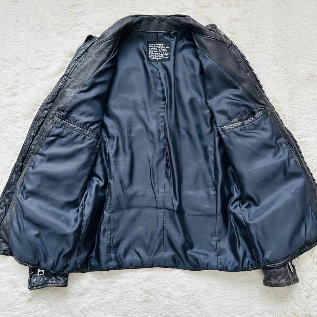 【美品】ナノ・ユニバース　シングル ライダースレザージャケット ラムレザー 羊革
