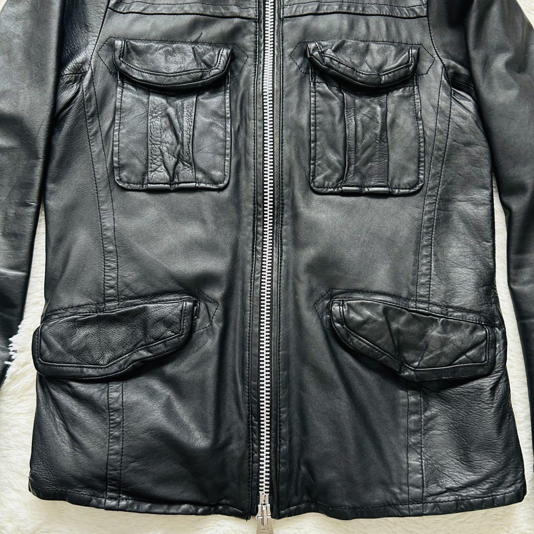 【美品】ナノ・ユニバース　シングル ライダースレザージャケット ラムレザー 羊革