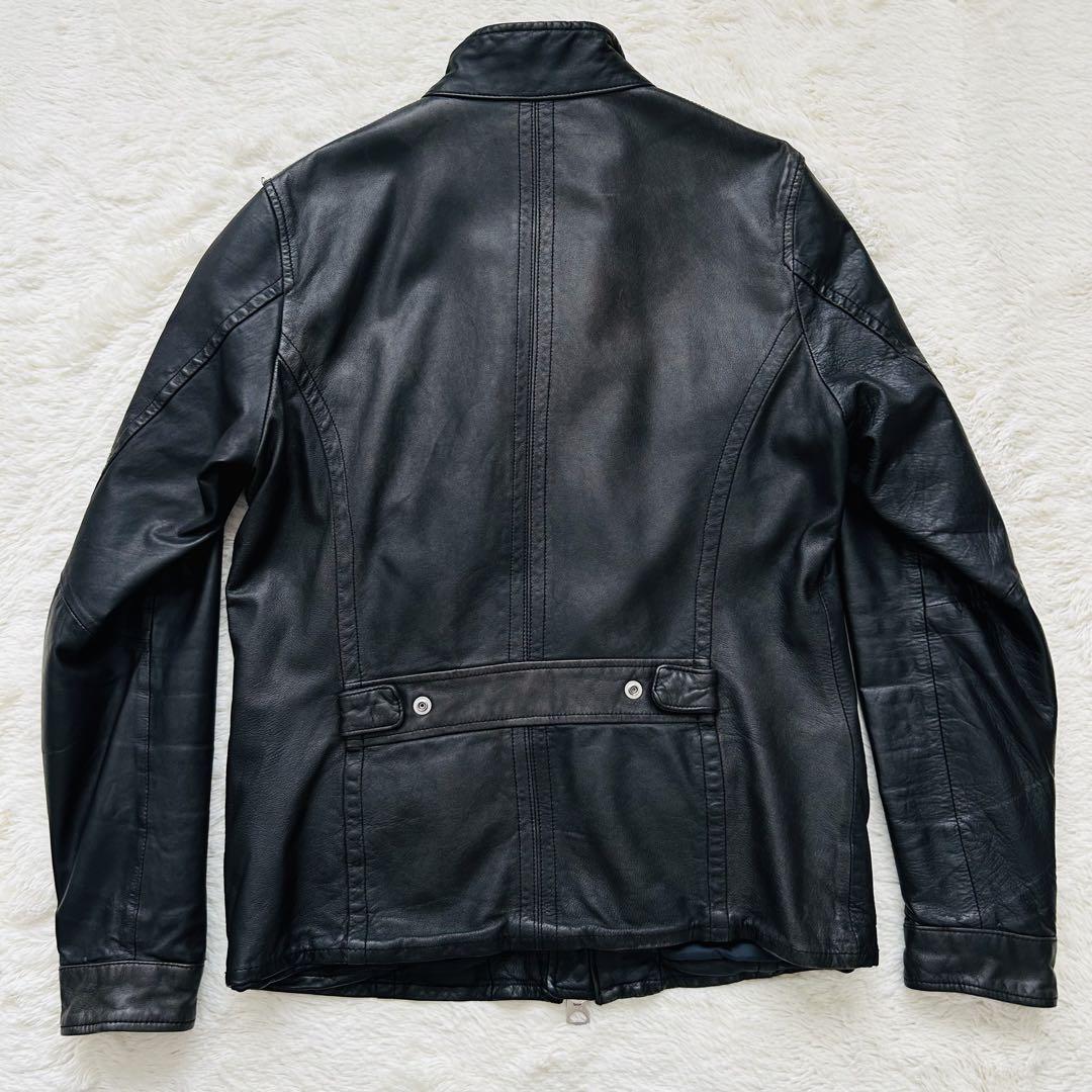 【美品】ナノ・ユニバース　シングル ライダースレザージャケット ラムレザー 羊革