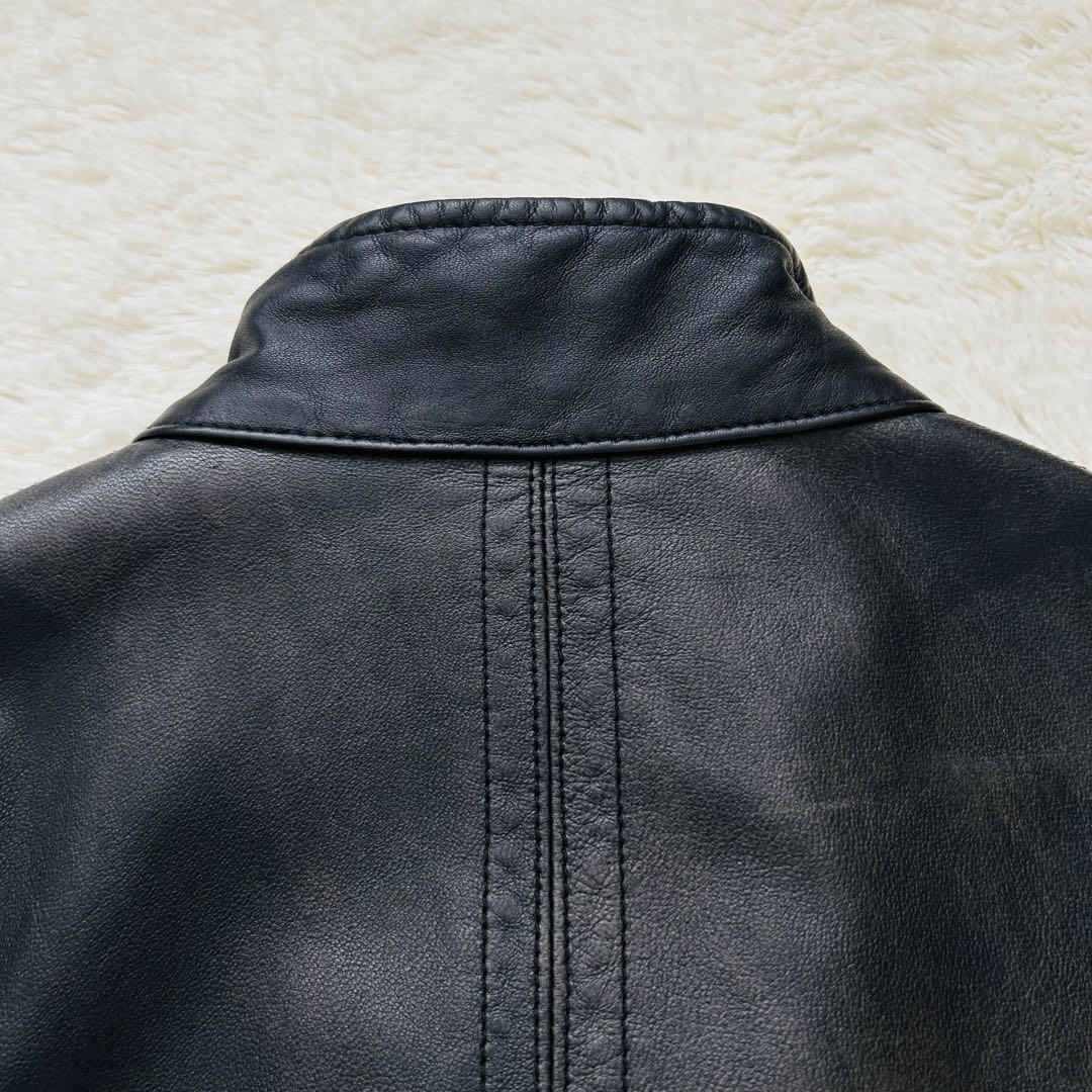 【美品】ナノ・ユニバース　シングル ライダースレザージャケット ラムレザー 羊革