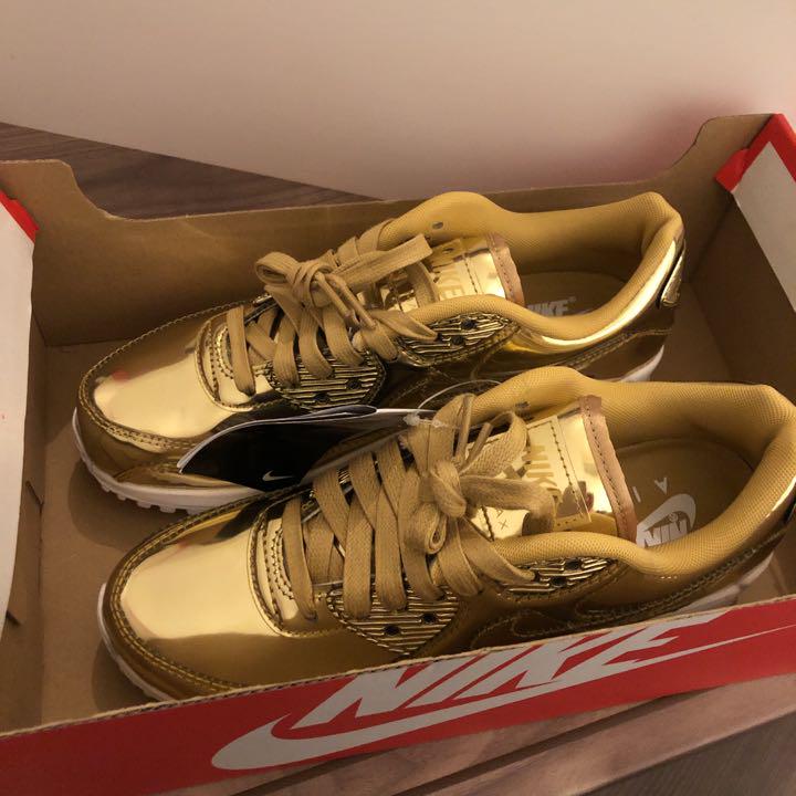 24cm NIKE スニーカー UKThk-m36765804048 エアマックス90 ゴールド NEW限定品