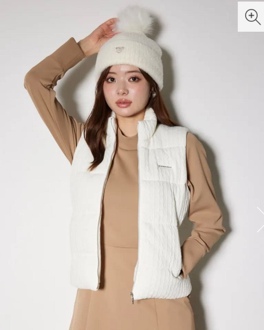 リエンダ ゴルフ ケーブル編み中綿ベストM RIENDA GOLF