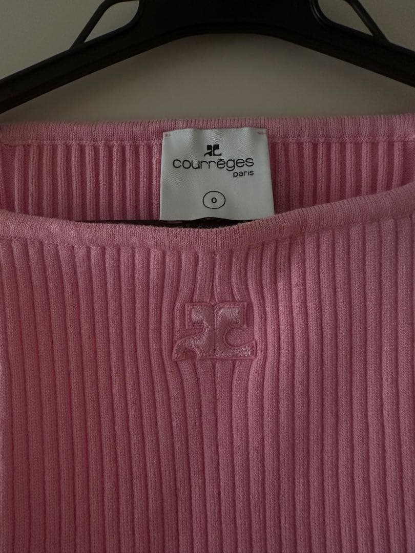 courreges ピンク リブ編み キャミソールXSサイズ