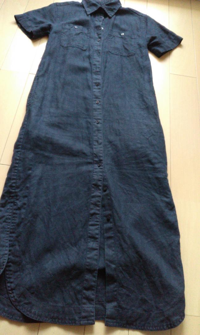 Ralph Lauren リネン100% マキシ丈ワンピース ネイビー