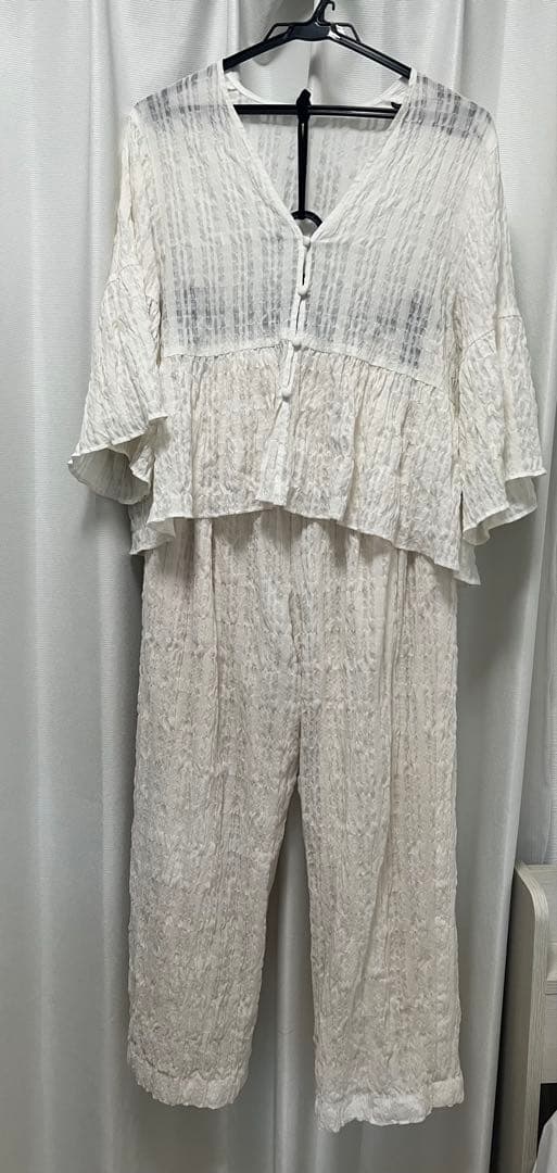 完売　シズルチェック　ブラウス&パンツ　2点セット