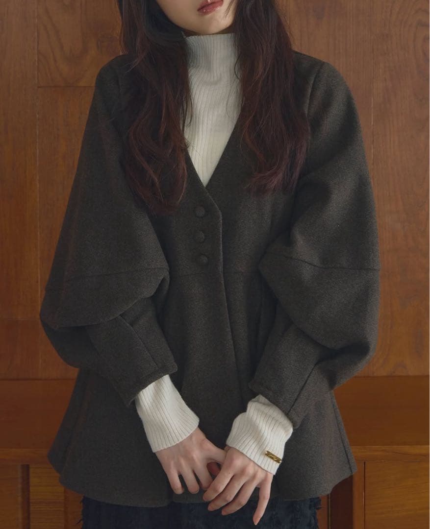 ジャケット・アウター Alumu melton peplum button tops