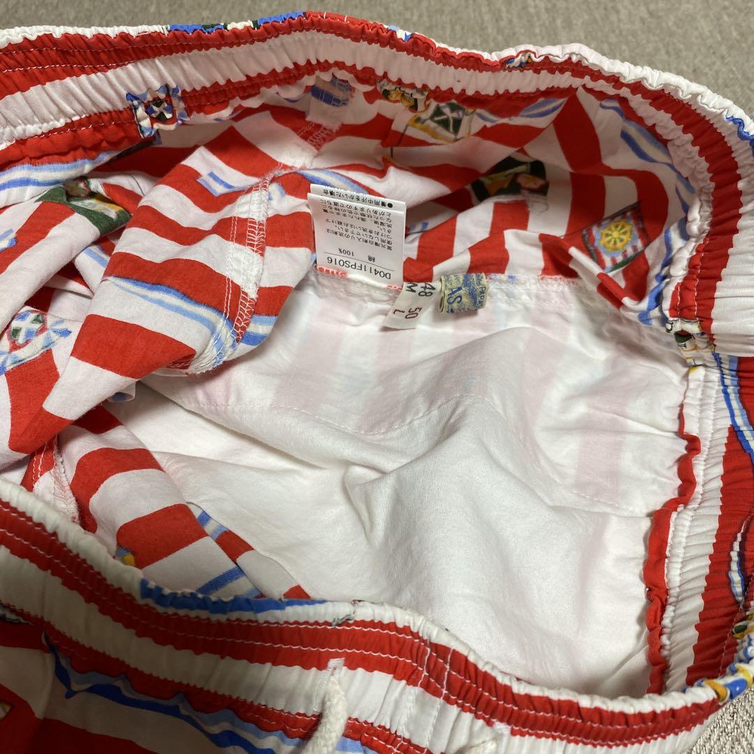 新品タグ付きPAPAS 赤白ボーダーショートパンツ　サイズL