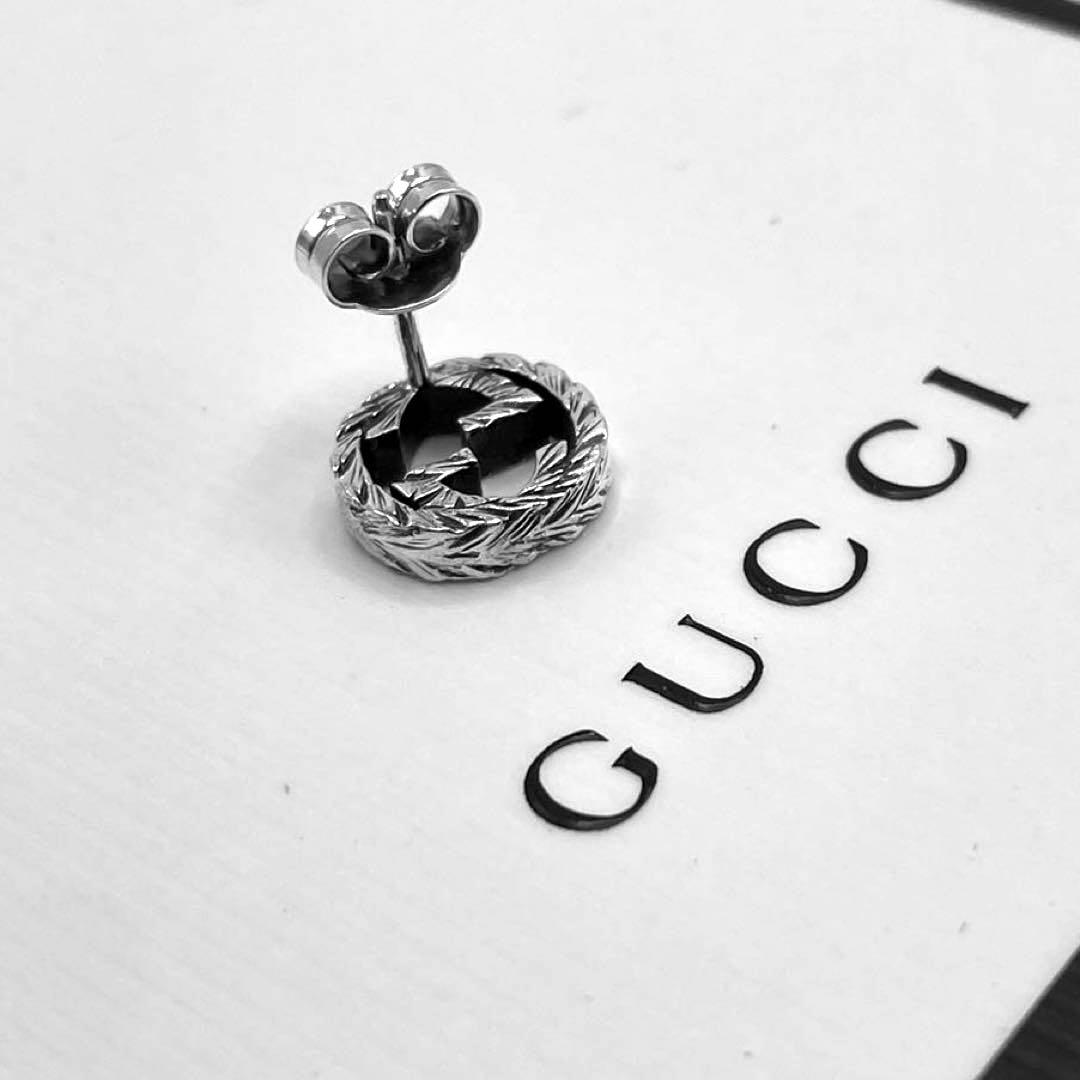 超美品】GUCCI ピアス インターロッキングG 燻 片耳 アラベスク