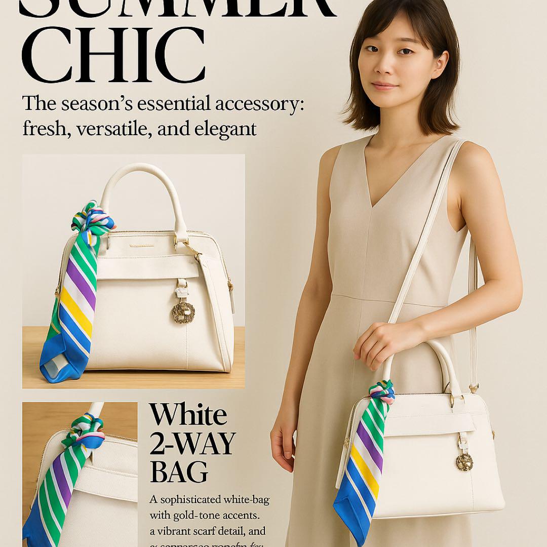 【超美品】Samantha Thavasa白 ハンドバッグ2way スカーフ付き
