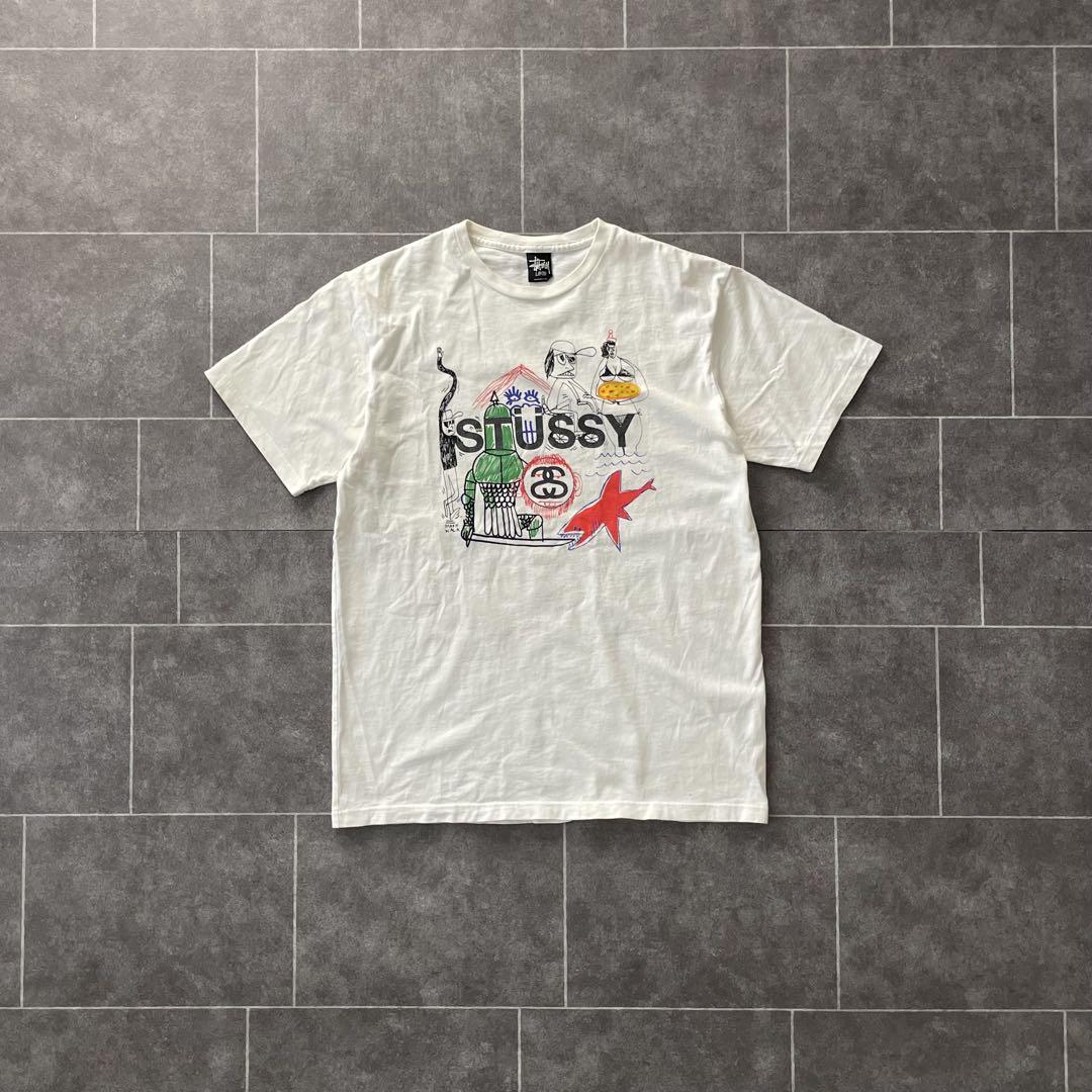 Stussy ステューシー 落書き art print s/s Tee 白 L