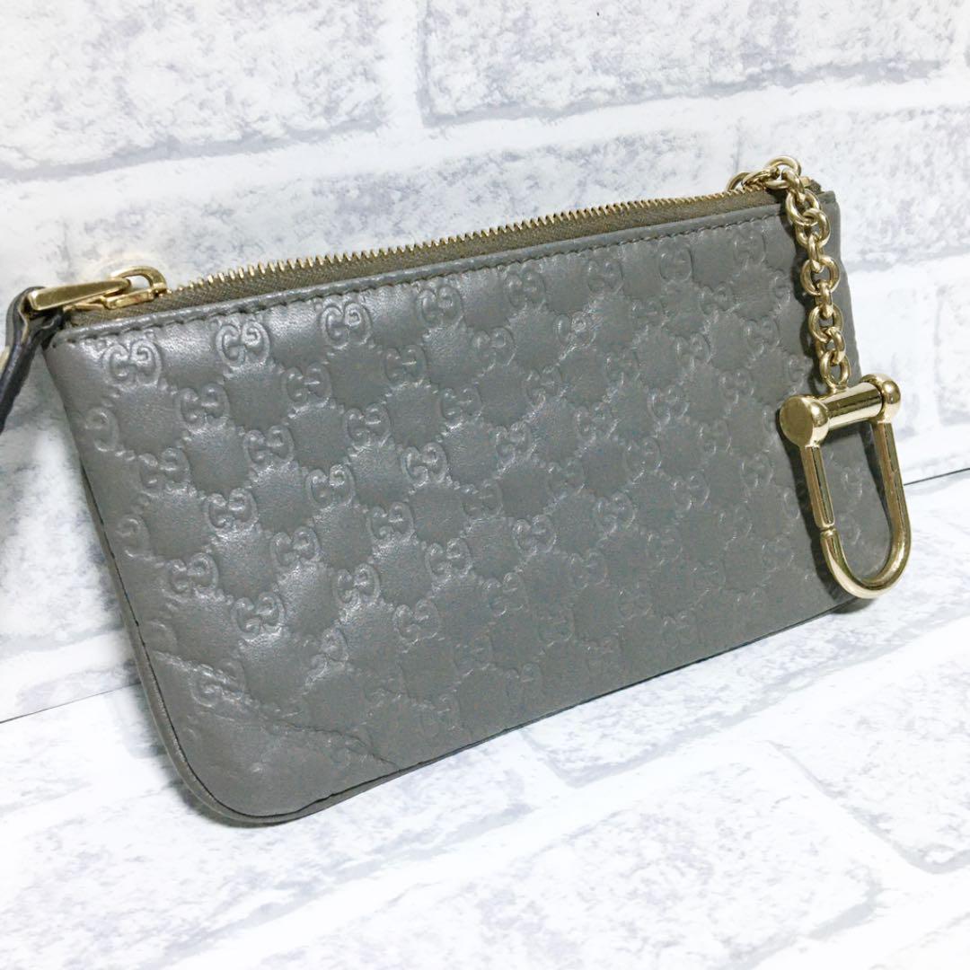 ✨極美品✨GUCCI シマレザー マイクロシマ GG グレー コインケース