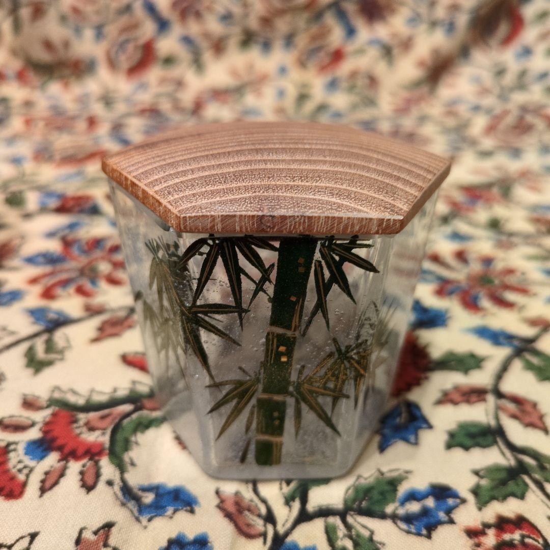 宗春　竹蒔絵　六角ガラス茶器