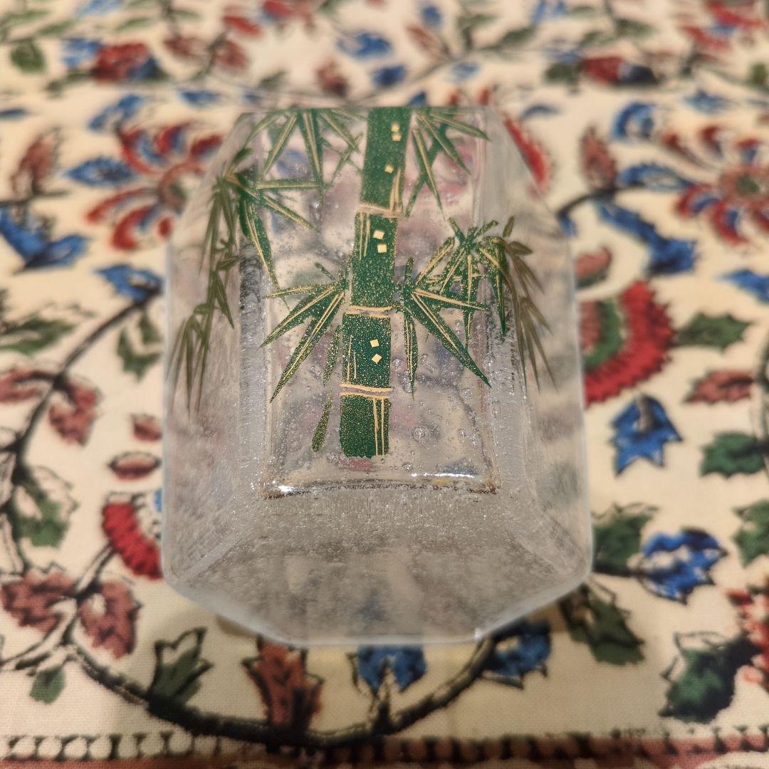 宗春　竹蒔絵　六角ガラス茶器