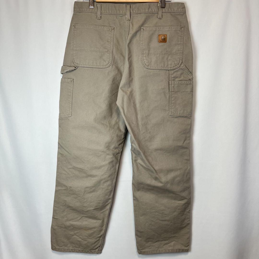 史上一番安い Carhartt 36X32 ベージュ ダック地 ペインターパンツ ワイド パンツ