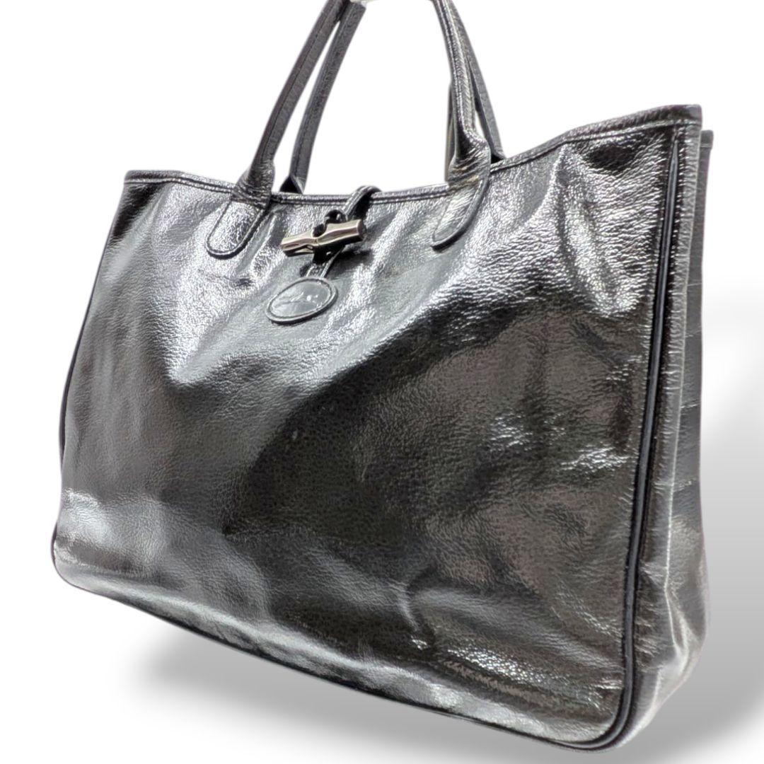 超ポイントアップ祭 美品 ロンシャン 大容量 A4 ブラック トートバッグ LONGCHAMP バッグ