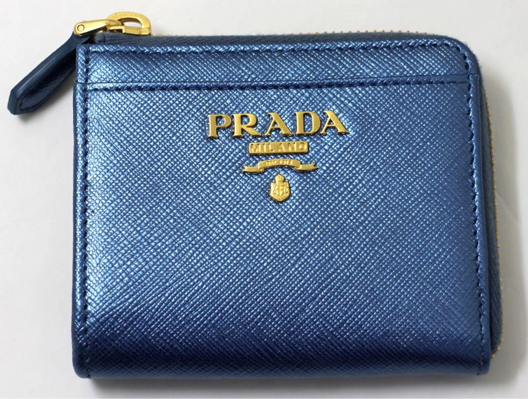 【PRADA】プラダ コインケース 小銭入れ L字ファスナー　サフィアーノメタル