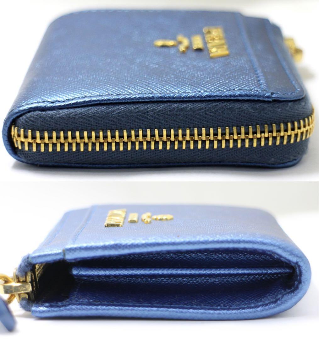 【PRADA】プラダ コインケース 小銭入れ L字ファスナー　サフィアーノメタル