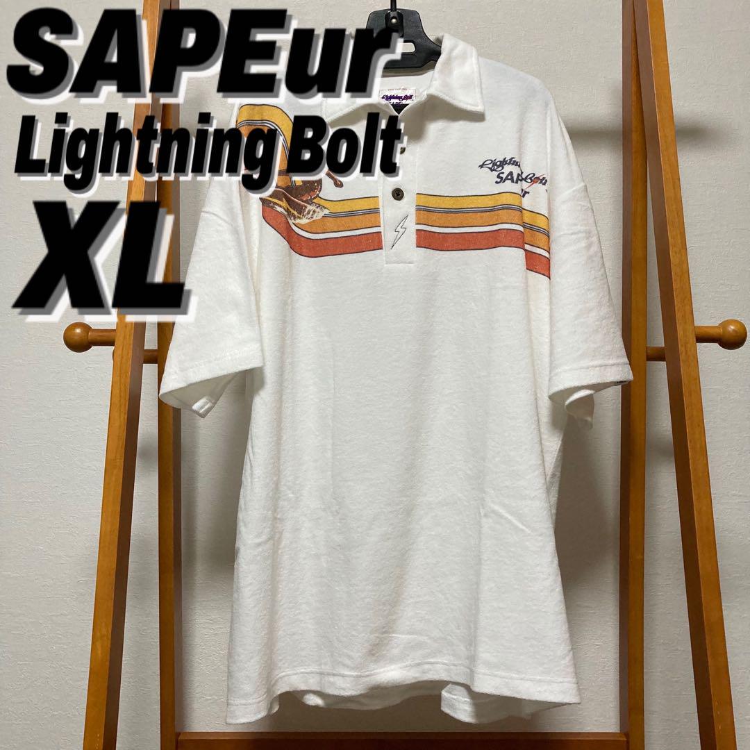 希少XL SAPEur Lightning Bolt XL ポロシャツ ホワイト