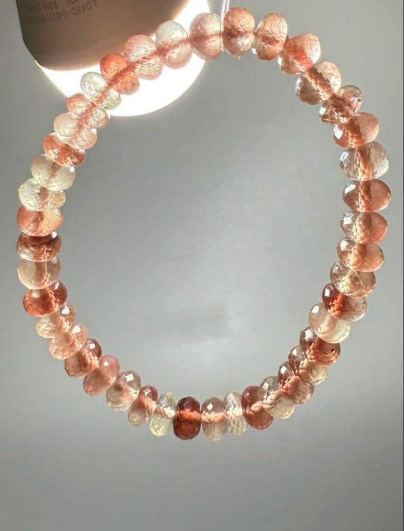 オレゴンサンストーン　ブレスレット　ボタンカット　天然石