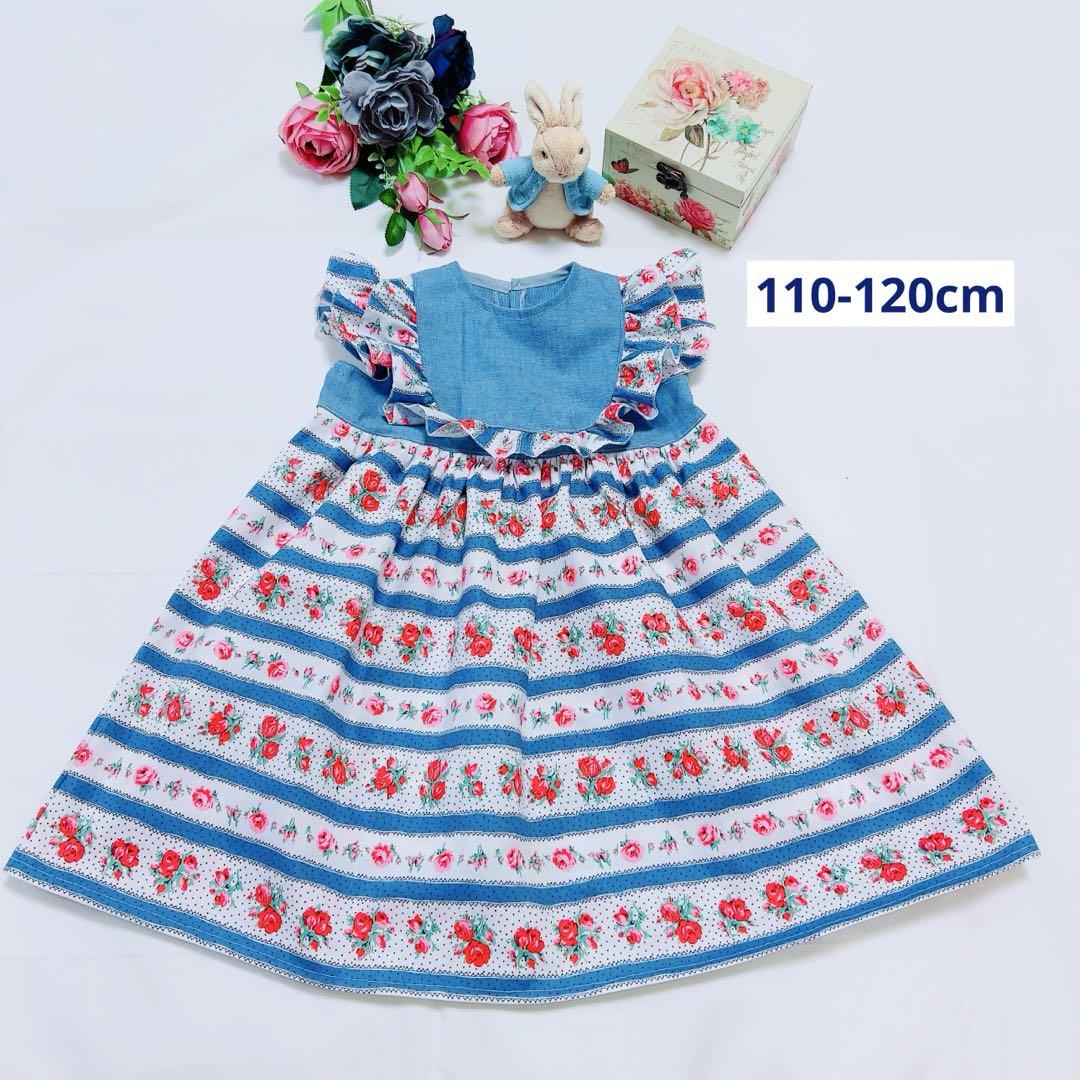 handmadeラウンドフリルワンピース ♡Cath Kidston&ダンガリー