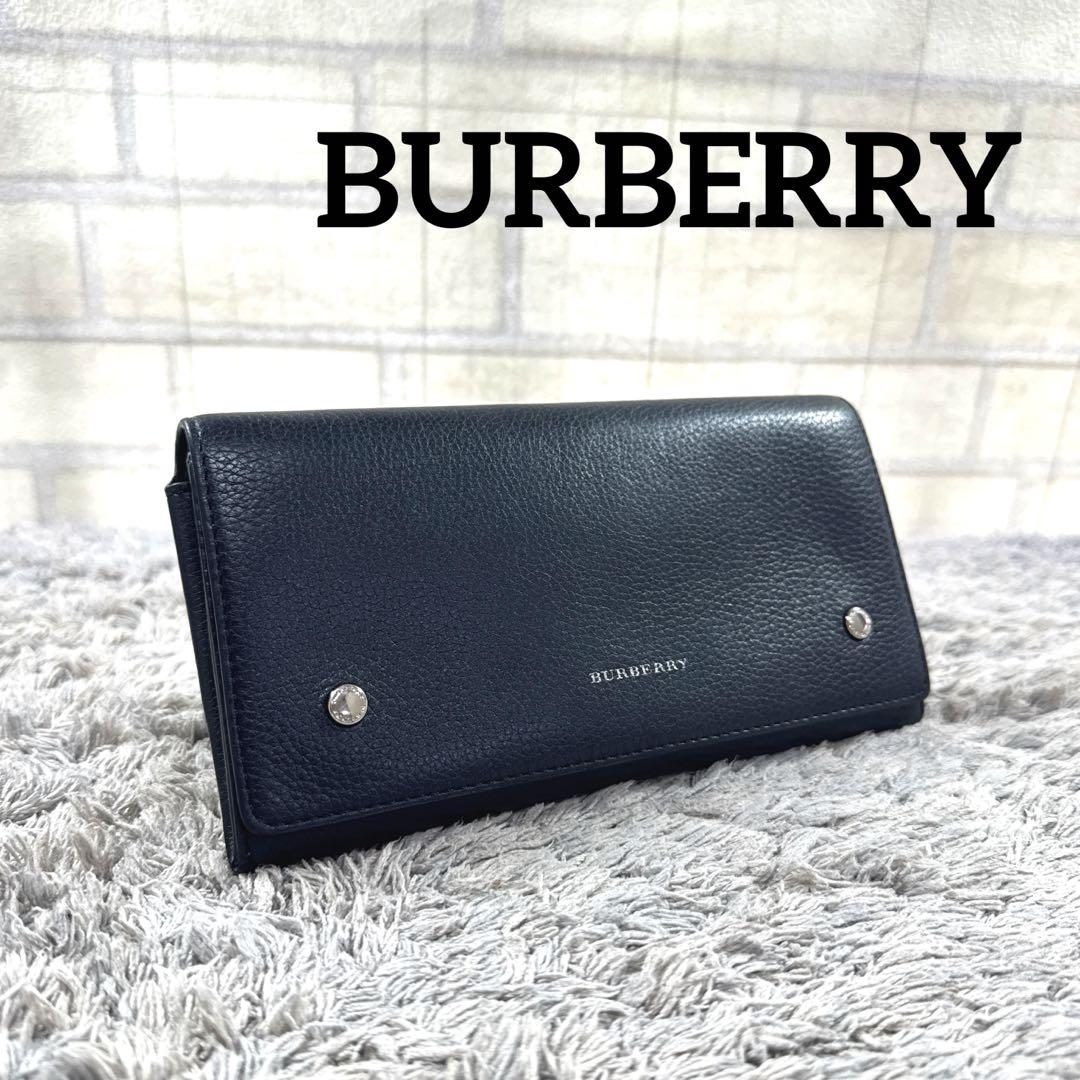 BURBERRY バーバリー シボレザー 長財布 Wホック ブラック
