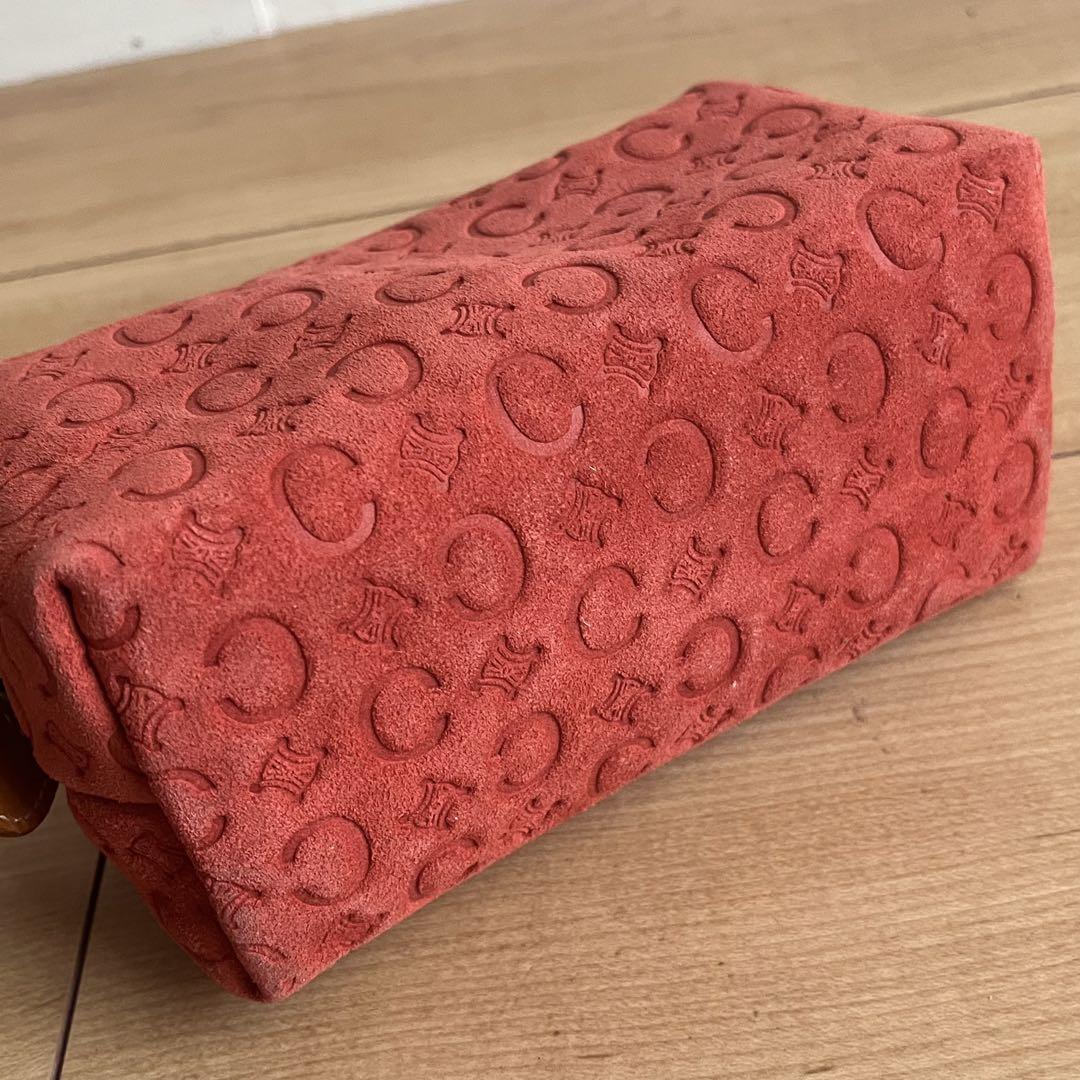 ✨️極美品✨　CELINE セリーヌ マカダム ポーチ スエード レッド 赤色 ✨️極美品✨ CELINE セリーヌ マカダム ポーチ スエード レッド