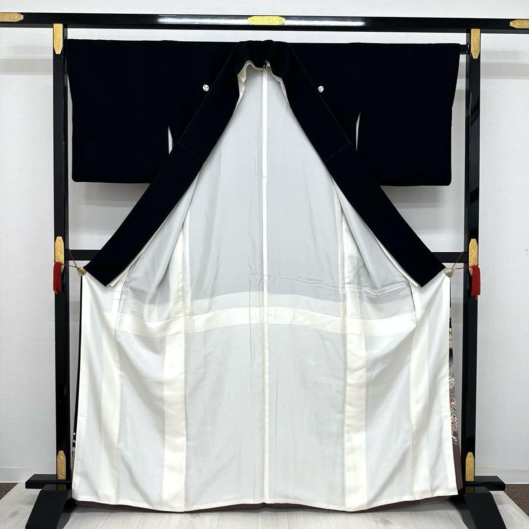 作家物 友禅 黒留袖 美しい染柄 裄66 着物 正絹 五つ紋 広衿RK-3454