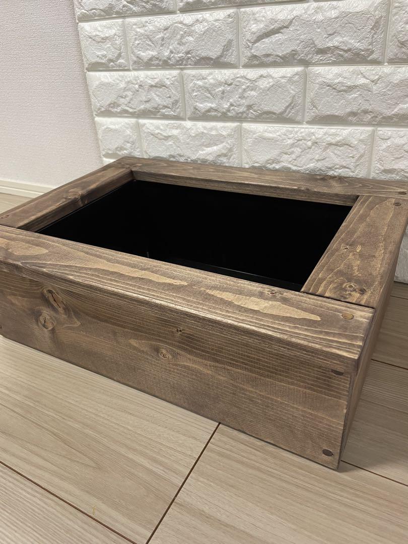 【ハンドメイド】ビオトープ　木枠　（スリムタイプ）　メダカ　アクアリウム　水槽