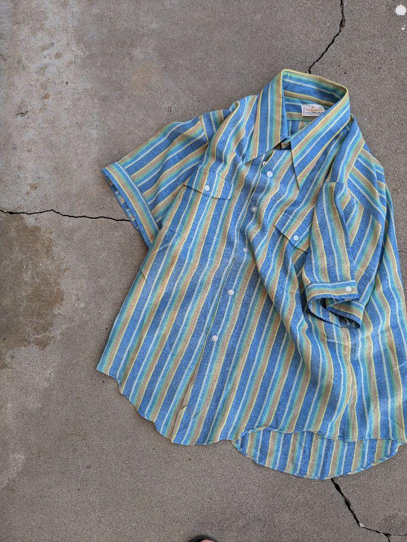 配色◎ 70's parliament s/s shirt vintageトップス