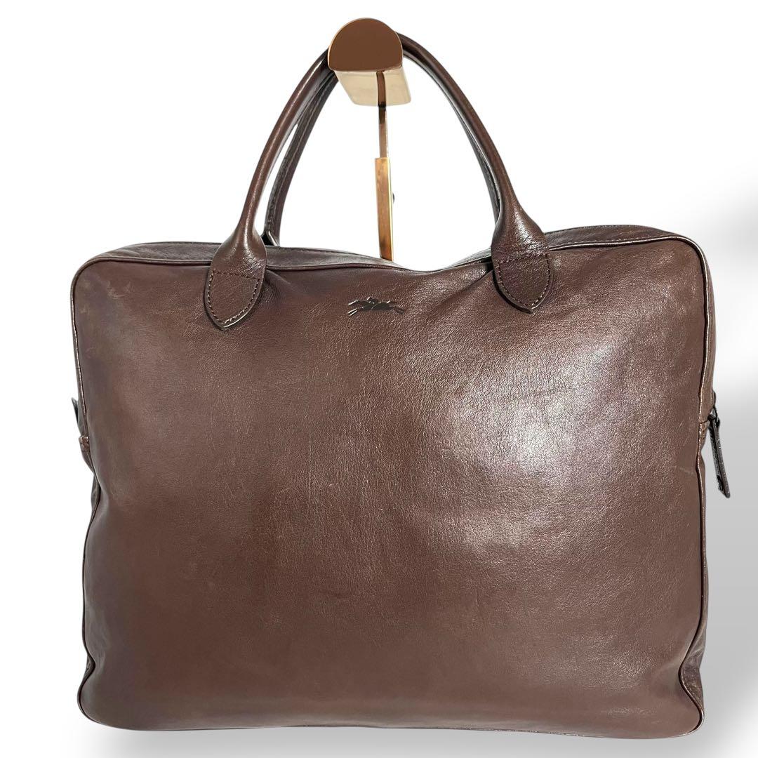 美品　ロンシャン　ビジネスバッグ　トートバッグ　レザー　ブラウン　オールレザー