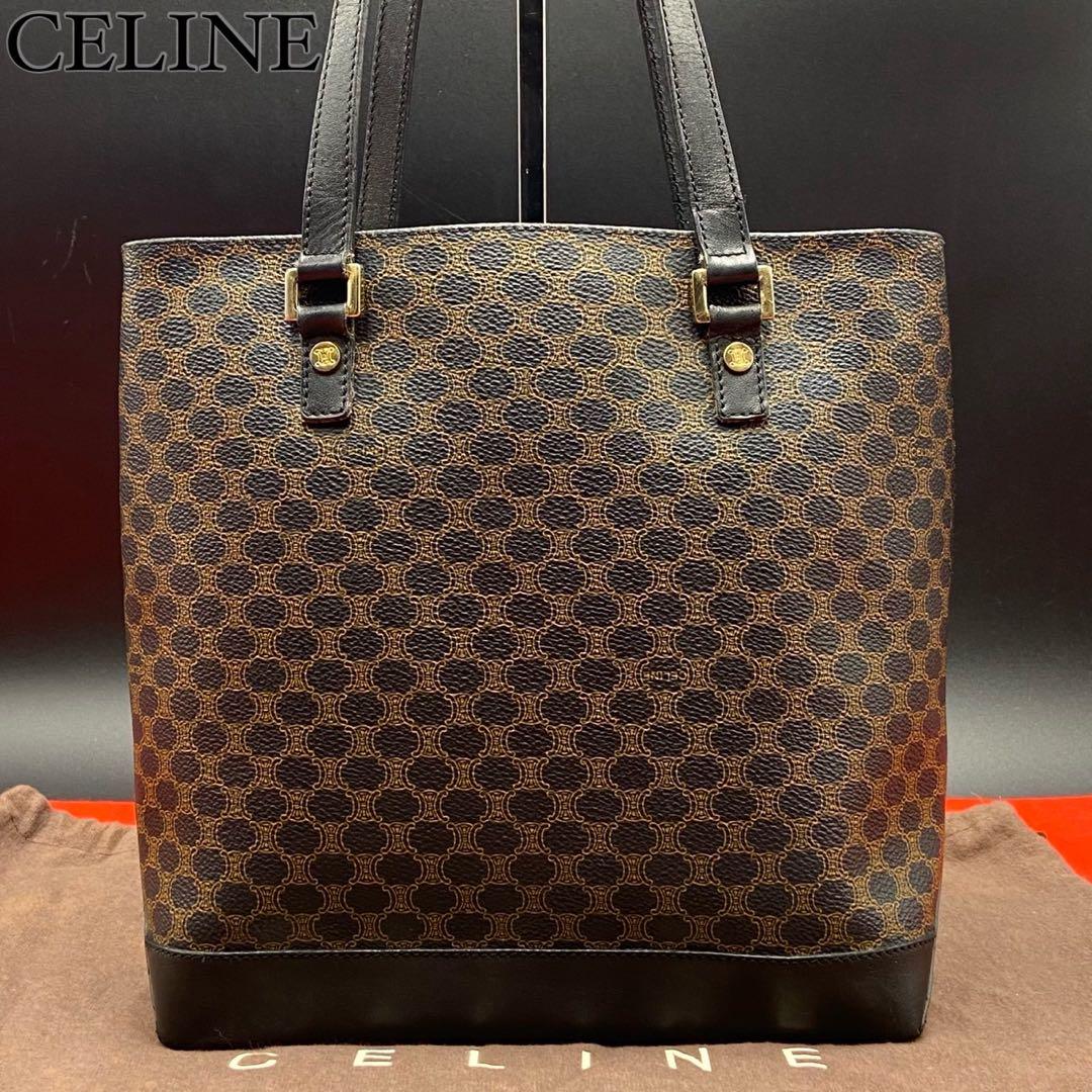 【美品】CELINE 黒マカダム　トートバッグ ブラック　PVC