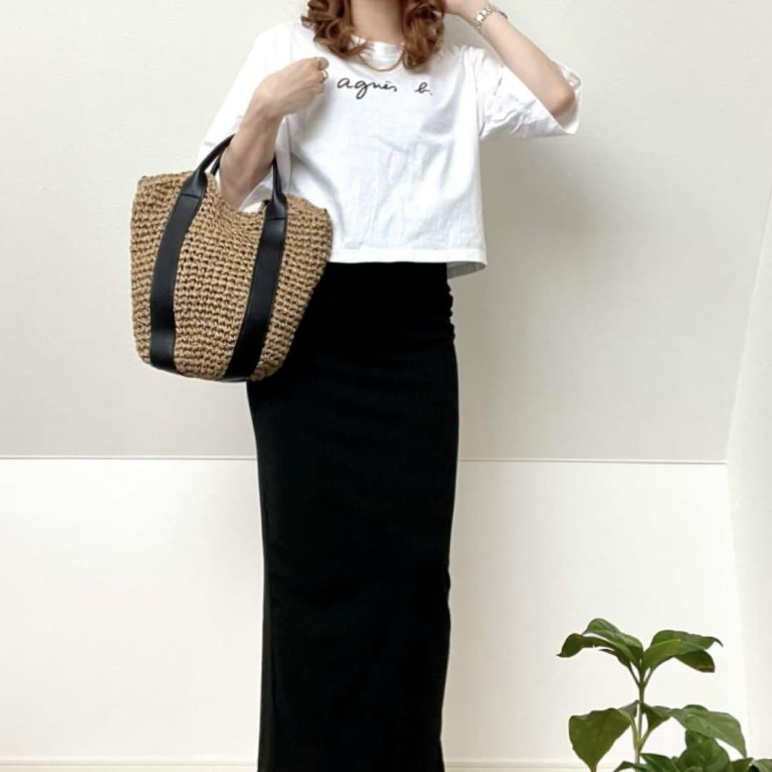 美品【agnès b. (アニエスベー)】ホワイト 五分袖 Tシャツ　Sサイズ